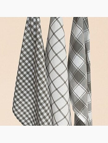 Lot de 3 torchons à carreaux 50x70cm