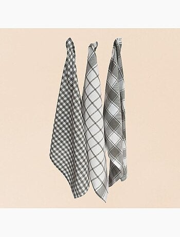 Lot de 3 torchons à carreaux 50x70cm
