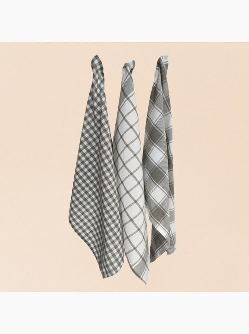 Lot de 3 torchons à carreaux 50x70cm - Kiabi