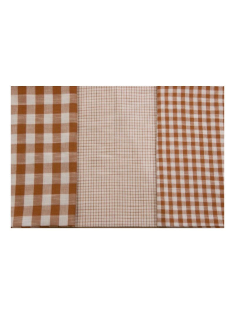Lot de 3 torchons à carreaux en coton Marron foncé - Kiabi