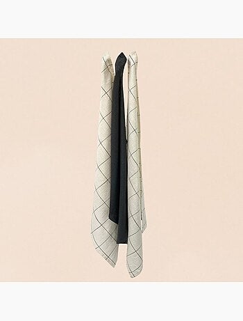 Lot de 3 torchons blanc et gris 50x70cm