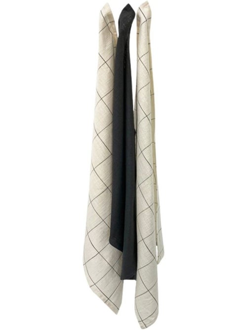 Lot de 3 torchons blanc et gris 50x70cm - Kiabi Lot de 3 torchons blanc et gris 50x70cm - Kiabi