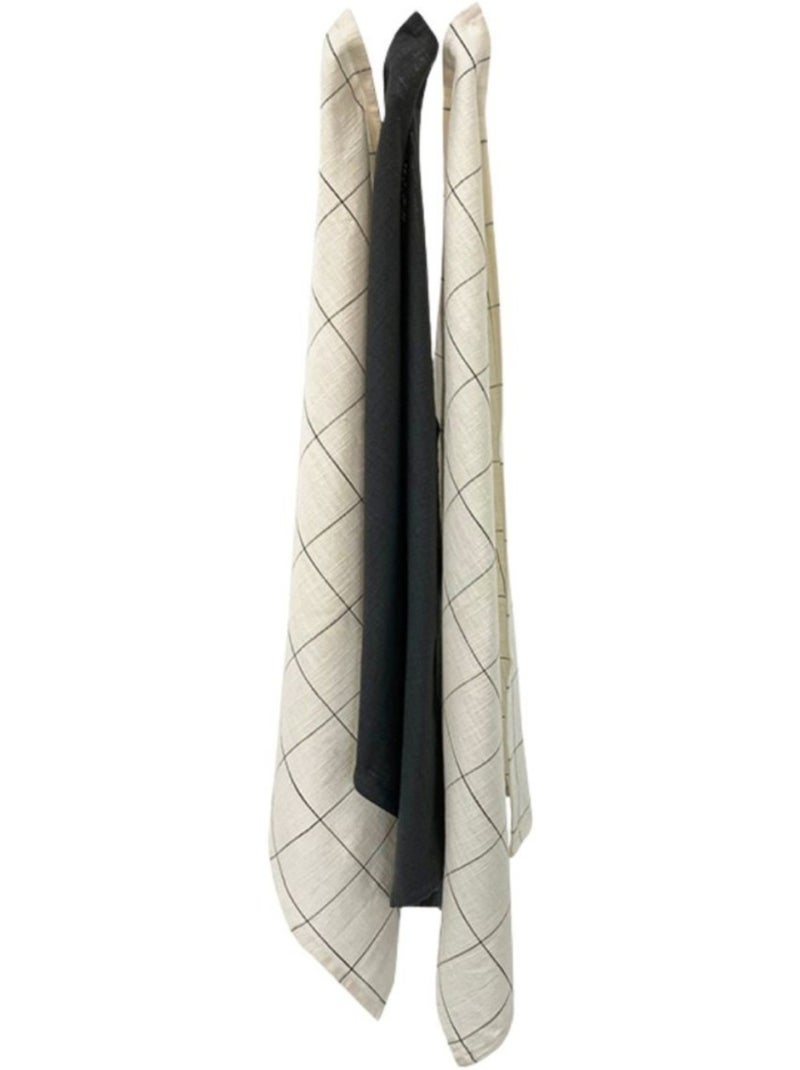 Lot de 3 torchons blanc et gris 50x70cm Blanc - Kiabi