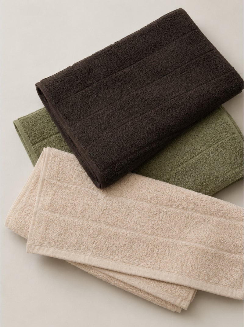 Lot de 3 torchons de cuisine 100 % coton, couleurs assorties, tissu éponge - Gamusi. Blanc / Noir / Vert - Kiabi
