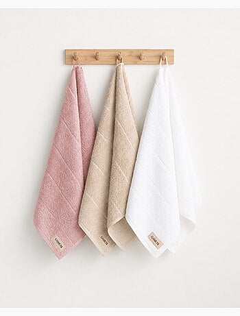 Lot de 3 torchons de cuisine 100 % coton, couleurs assorties, tissu éponge - Gamusi.