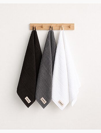 Lot de 3 torchons de cuisine 100 % coton, couleurs assorties, tissu éponge - Gamusi.