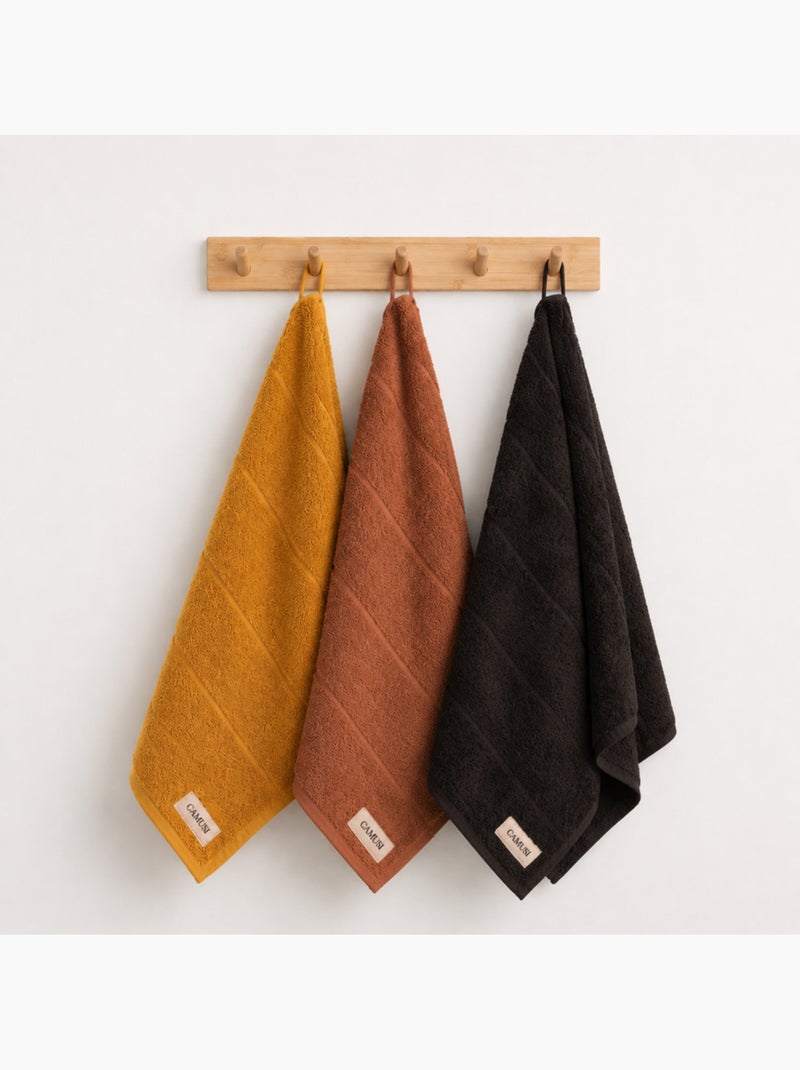 Lot de 3 torchons de cuisine 100 % coton, couleurs assorties, tissu éponge - Gamusi. Marron chocolat - Kiabi