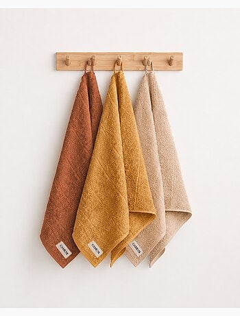 Lot de 3 torchons de cuisine 100 % coton, couleurs assorties, tissu éponge - Gamusi.
