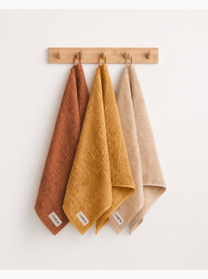 Lot de 3 torchons de cuisine 100 % coton, couleurs assorties, tissu éponge - Gamusi. Rouge brique - Kiabi