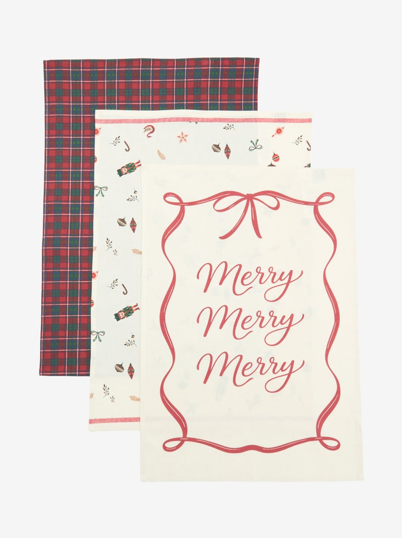 Lot de 3 torchons de Noël imprimés - KIABI Home Ecru - Kiabi