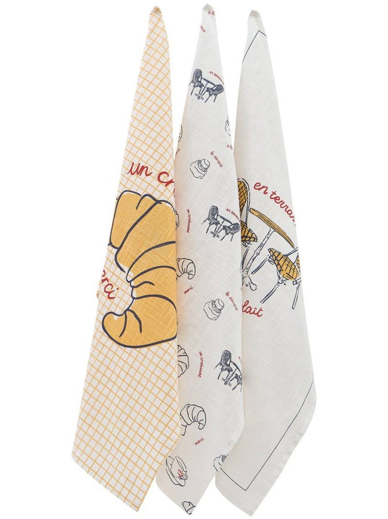 Lot de 3 torchons en coton FRA Blanc - Kiabi