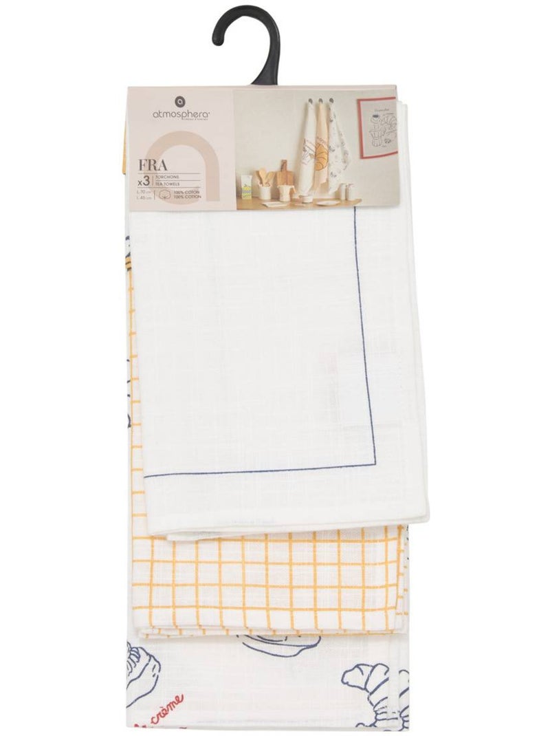 Lot de 3 torchons en coton FRA Blanc - Kiabi