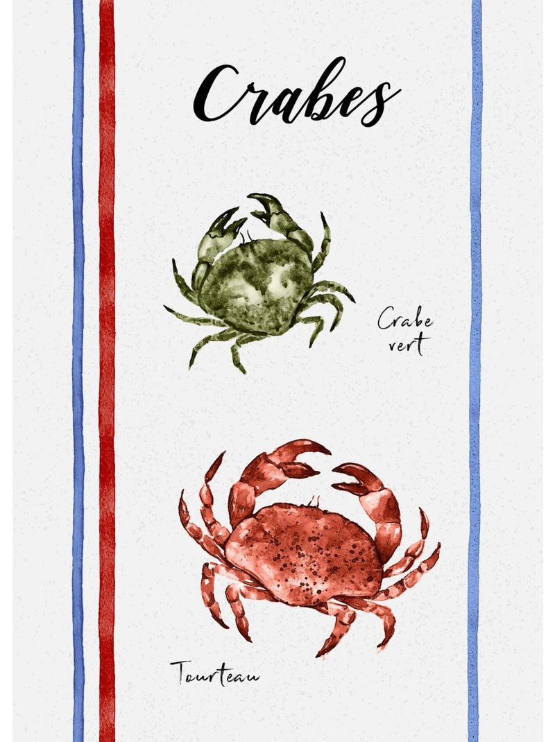 Lot de 3 torchons en coton lavé fruits de mer Ecru - Kiabi
