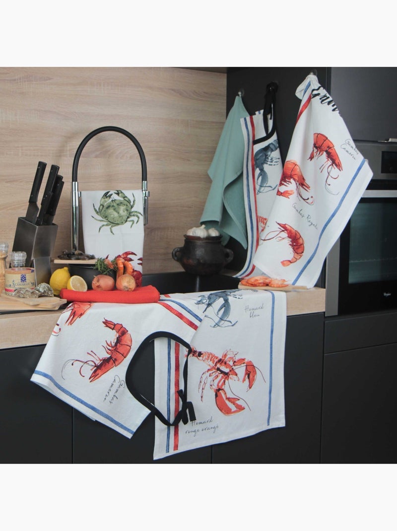 Lot de 3 torchons en coton lavé fruits de mer Ecru - Kiabi