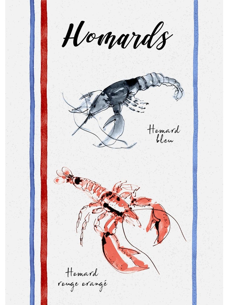 Lot de 3 torchons en coton lavé fruits de mer Ecru - Kiabi
