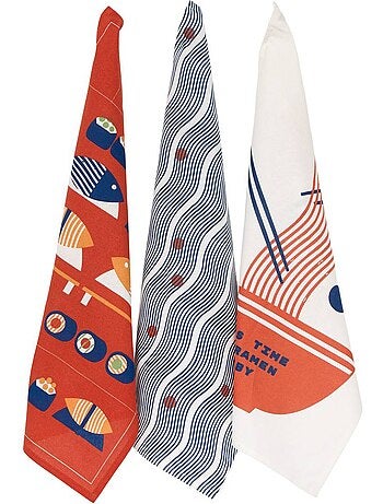 Lot de 3 torchons en coton nippon line