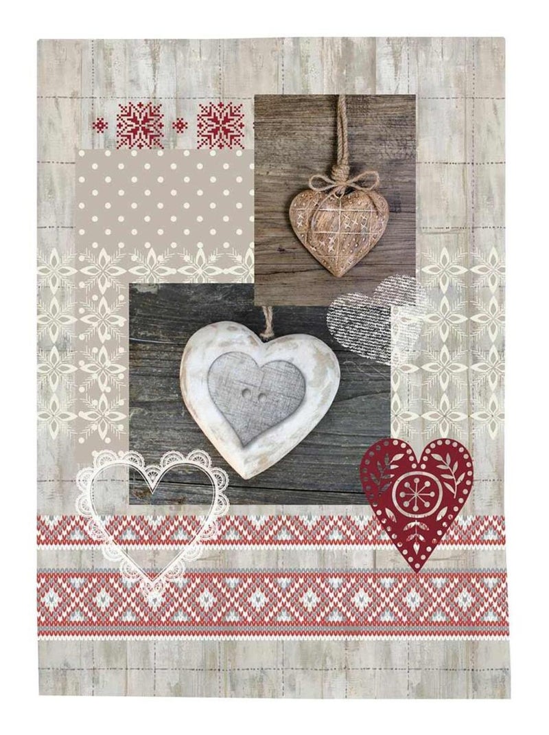 Lot de 3 torchons en coton sergé Blanc Rouge - Kiabi