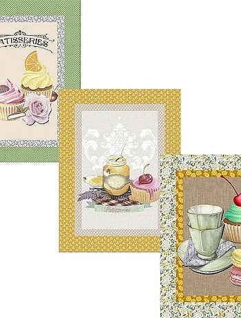 Lot de 3 torchons en coton sergé