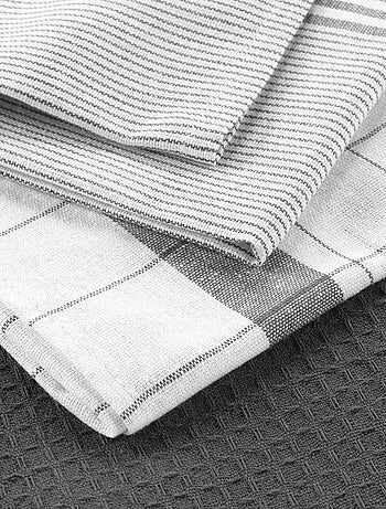 Lot de 3 torchons en coton tissé nid d’abeille