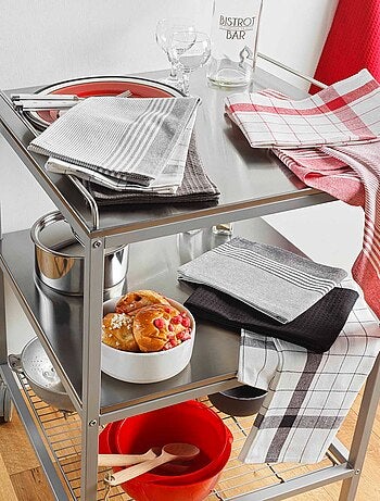 Lot de 3 torchons en coton tissé nid d’abeille