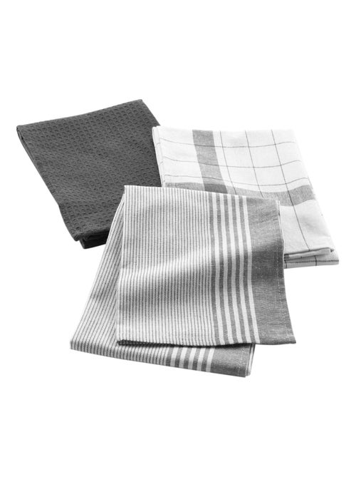 Lot de 3 torchons en coton tissé nid d’abeille - Kiabi