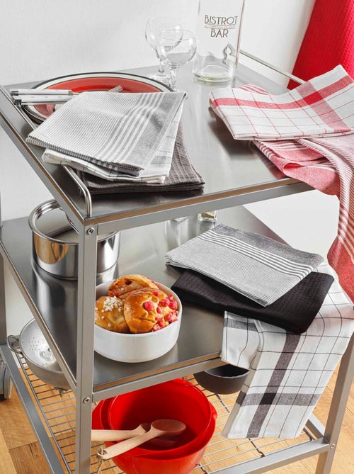 Lot de 3 torchons en coton tissé nid d’abeille - Kiabi