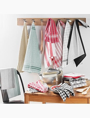 Lot de 3 torchons en coton tissé nid d’abeille