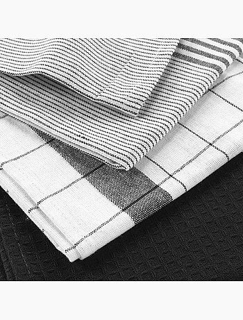 Lot de 3 torchons en coton tissé nid d’abeille