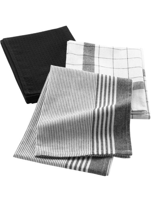 Lot de 3 torchons en coton tissé nid d’abeille - Kiabi