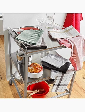 Lot de 3 torchons en coton tissé nid d’abeille