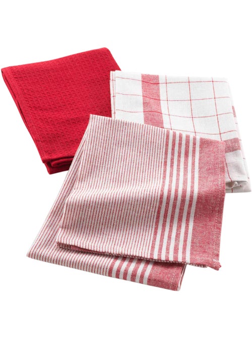 Lot de 3 torchons en coton tissé nid d’abeille - Kiabi