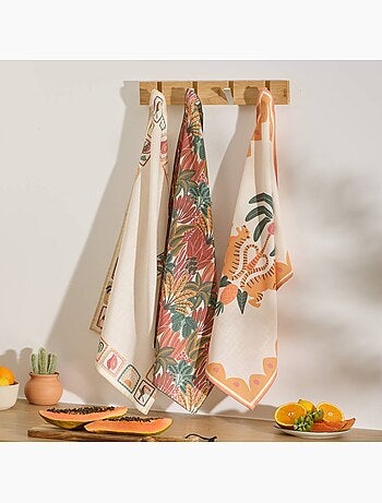 Lot de 3 torchons en coton TROPICAL