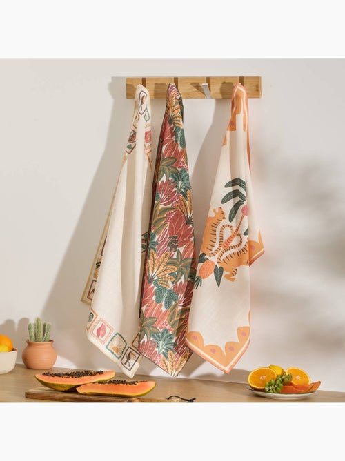 Lot de 3 torchons en coton TROPICAL - Kiabi