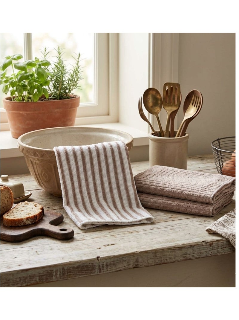 Lot de 3 Torchons en microfibre Cuistot Taupe - Kiabi