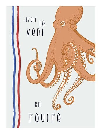 Lot de 3 torchons illustrations marines en coton lavé