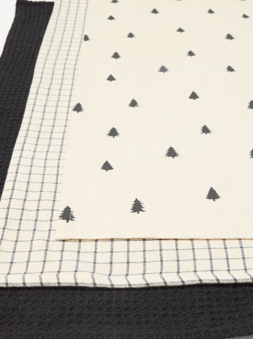 Lot de 3 torchons imprimé Noël en coton 50x70 cm - Kiabi