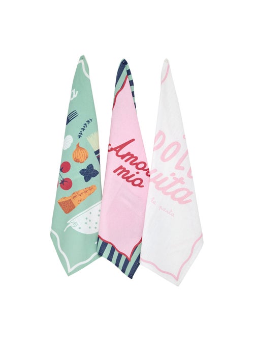 Lot de 3 torchons italien en coton - Kiabi