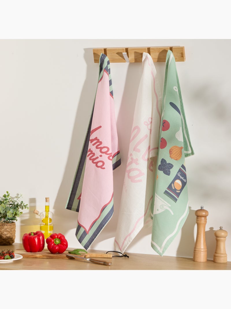 Lot de 3 torchons italien en coton Rose - Kiabi
