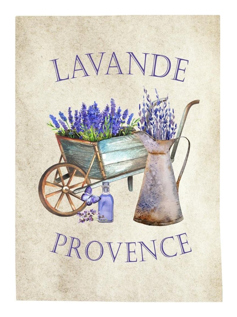 Lot de 3 Torchons Lavande provencale Beige - Kiabi