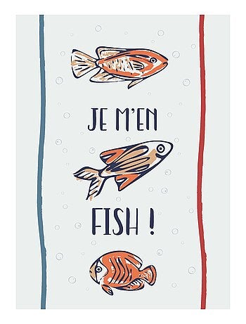 Lot de 3 torchons message poissons en coton
