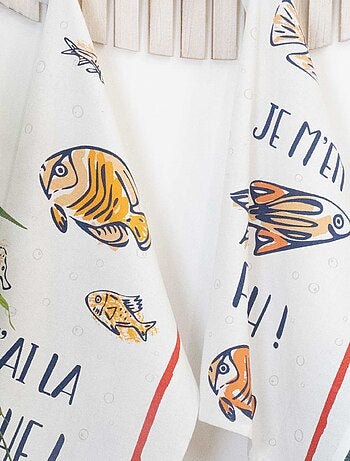 Lot de 3 torchons message poissons en coton