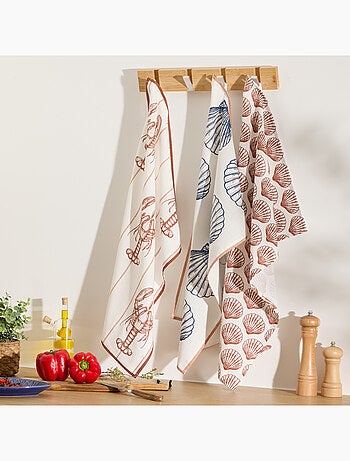 Lot de 3 torchons océan en coton