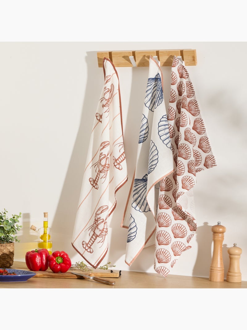 Lot de 3 torchons océan en coton Beige clair - Kiabi