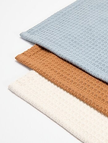 Lot de 3 torchons rectangulaires en nid d'abeilles