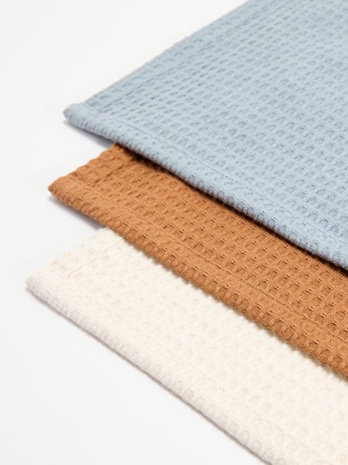 Lot de 3 torchons rectangulaires en nid d'abeilles - Kiabi