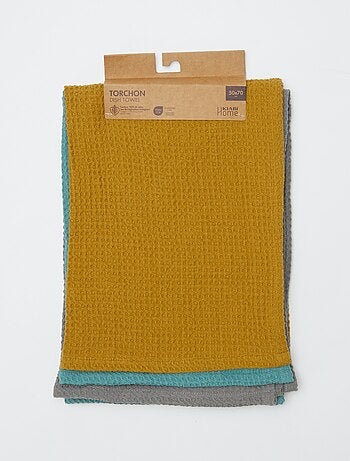 Lot de 3 torchons rectangulaires en nid d'abeilles