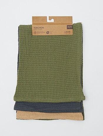 Lot de 3 torchons rectangulaires en nid d'abeilles