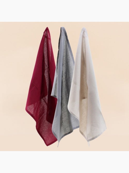 Lot de 3 torchons rouge, beige, blanc - Kiabi