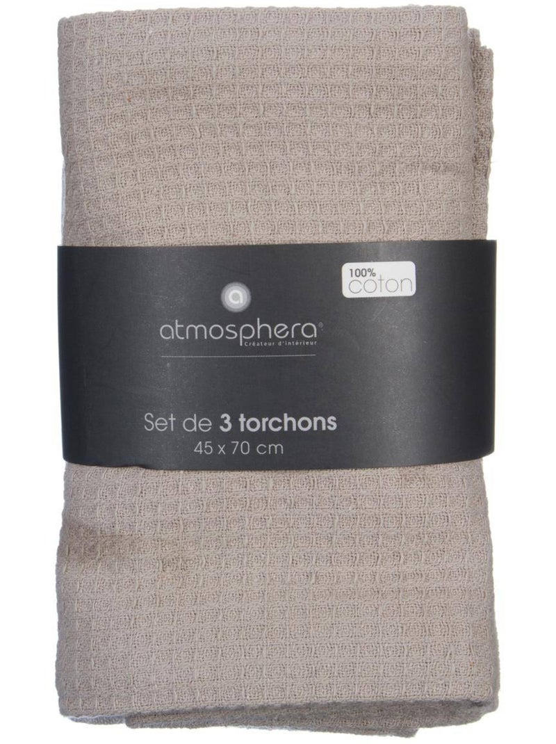 Lot de 3 torchons TRADITION Taupe - Kiabi