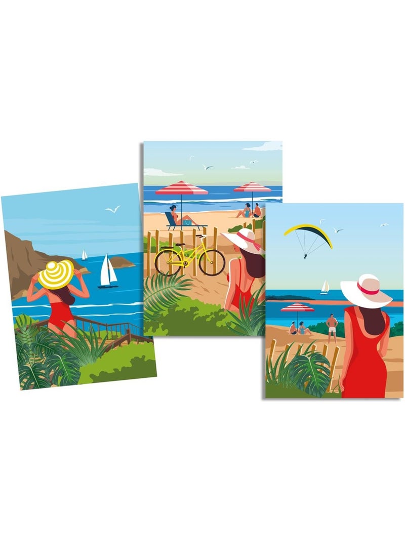 Lot de 3 torchons vacances en bord de mer Blanc Multicolore - Kiabi